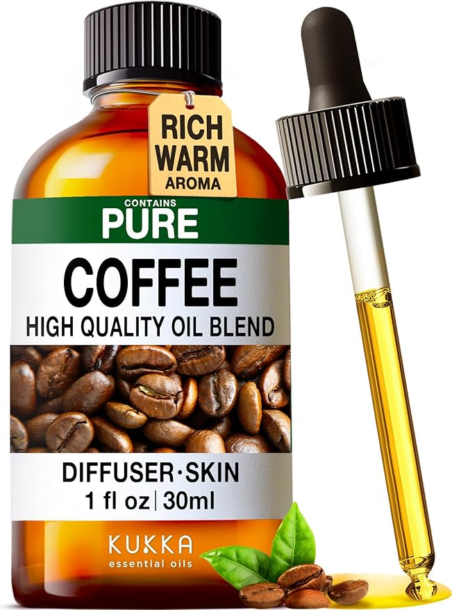 KUKKA Coffee Essential Oils - 1 Fl Oz - for Hair, Skin, Diffuser, Aromatherapy & DIY Soap Making Scent