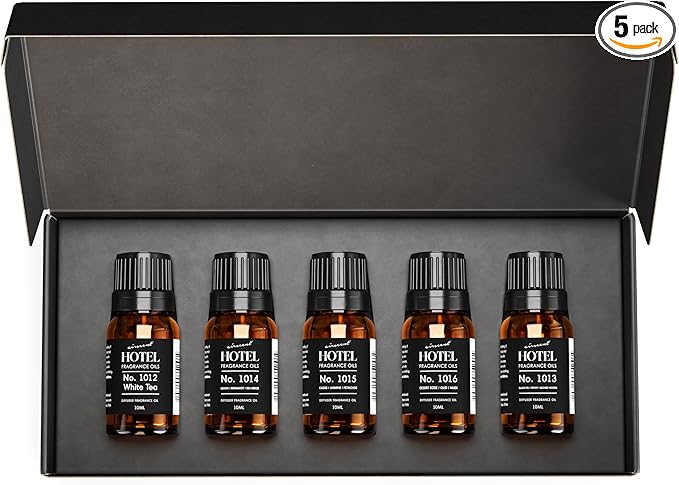 AirScent Hotel Diffuser Oil Gift Set - 5-Star Hotel Scents - 10 mL, 0.34 fl oz Fragrance Oil Set - Inspired by The Fairmont, The White Tea Hotel Scent and Other 5-Star Hotel Blends