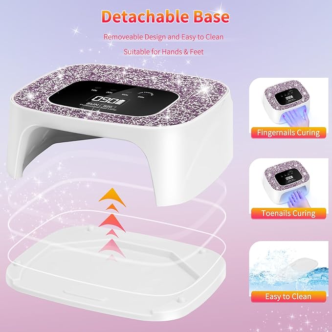 UV LED Nail Lamp Dryers Cordless 168W Diamond UV Light for Gel Nails Polish,Fast Curing Colored Poly Builder Gel Lamp with Sensor 4 Timer Touch Screen 36 LED,Professional Manicure Pedicure Art Tools