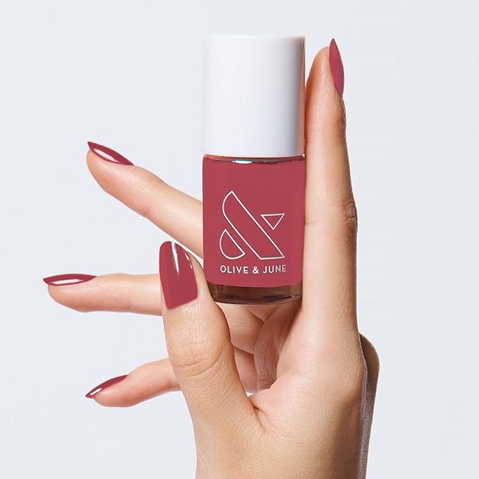 Olive & June Long Lasting Nail Polish | Plump Gel-Like Finish No Lamp Needed | Lasts up to 10 days | Salon-Quality Color at Home | 15-Free Vegan Cruelty-Free Chip-Resistant Shine | LD Rosy Neutral
