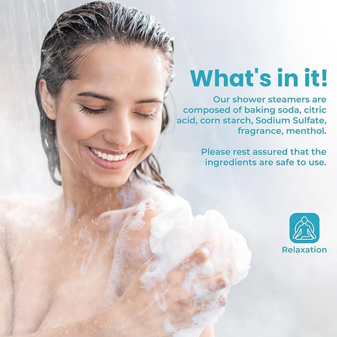 Shower Steamers 8 Pack Set Shower Bombs Tablets in Box with 8 Fragrances with Shea Butter for Self-Care & Relaxation, Idea for Christmas, Women and Men