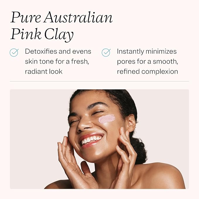 MDacne Clarifying Clay Face Mask - Deep Pore Detox with Australian Pink Clay - Detoxifying, Exfoliating & Brightening - Reduce Skin Redness & Irritation for Sensitive Acne-Prone Skin (1 Pack)