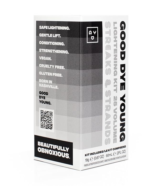 Good Dye Young Hair Lightener Kit (Streaks and Strands) with Dust Free Powder Lightener & 25 Volume Developer - Moisturizing Bleaching Kit - Vegan Hair Bleach (2 oz.)