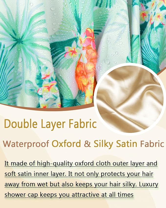 Shower Caps for Women Waterproof Reusable… (Pineapple Palm)