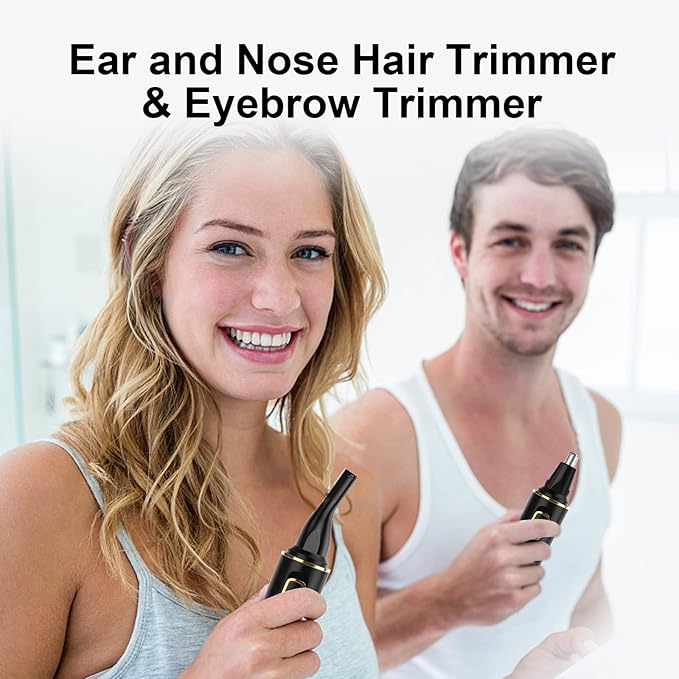 Nose Hair Trimmers for Men，Rechargeable Hair Trimmer 2 in 1 Painless Multifunctional Ear and Nose Hair Trimmer with IPX7 Waterproof Dual Edge Blades (Black)