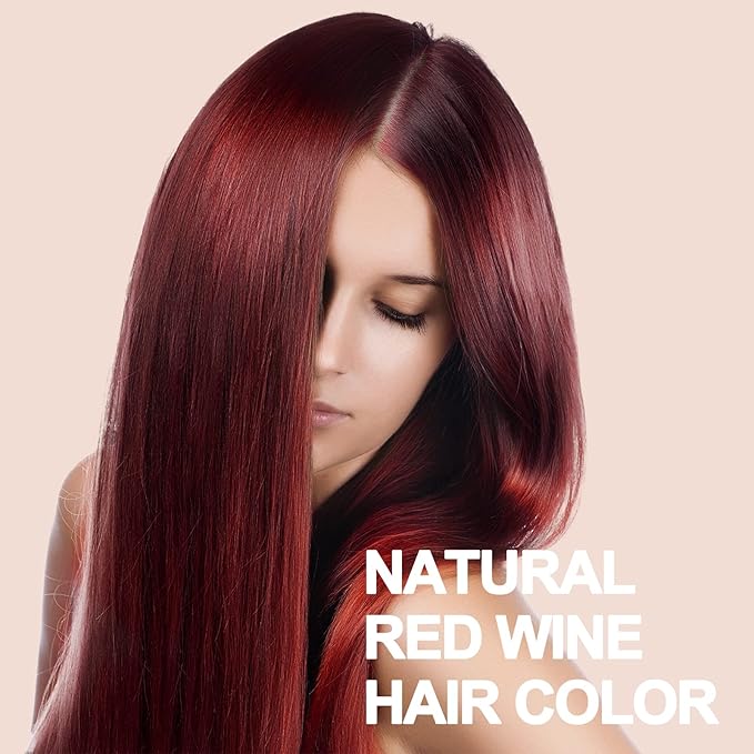 Natural Wine Red Hair Dye Shampoo for Gray Hair, 3-IN-1 Burgundy Hair Dye Shampoo, Red Hair Dye for Men Women Colors in Minutes, Easy to Use, Instant Hair Dye for All Hair Types（Wine red