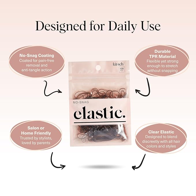 Kitsch Hair Ties No Damage for Kids, Teens and Women - Rubber Bands for Hair Styling | No Snag Hair Elastics | Daily Hair Accessories | Ideal Gifts for Women - 500pcs (Brown)