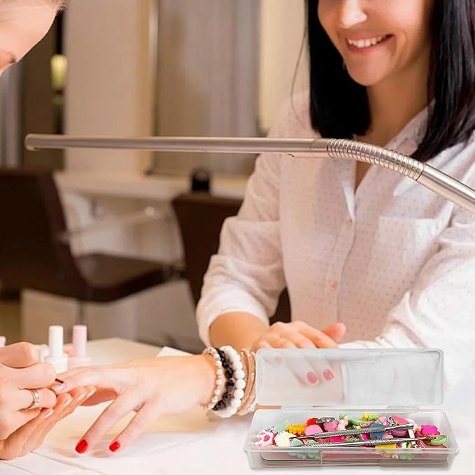 Plastic Storage Personal Box for Nail, 4PCS Nail Implement Manicure Tool Organizer Case Box for Nail Art Pedicure Supply (Clear)