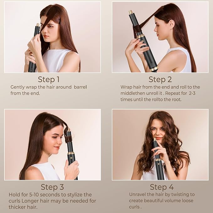 5 in 1 Hair Dryer Brush Set, Negative Ion Blow Dryer Brush Upgrade Hot Air Brush Air Styler Curling Wrap Air Curler, Curling Iron Hair Styling Tools As A Gift for Straight/Curl/Drying/Smoothing