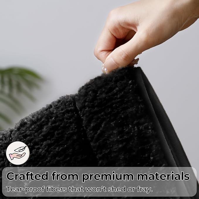 GRANNY SAYS Bathroom Rugs Sets 2 Piece,Soft Bath Mats for Bathroom, Bath Rugs Non Slip Washable, Absorbent Bath Rug for Tub, Shower and Toilet, Bath Mat Set (Black, 20" x 32" + 16" x 24")