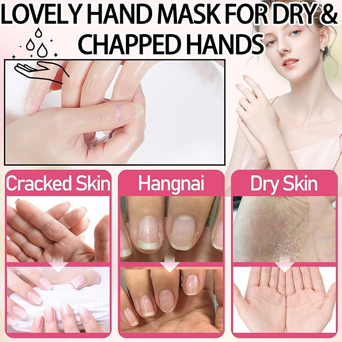 6PCS Hydrating Hand Mask Gifts Set,Intensive Cute Hand Masks for Dry Cracked Hands,Gentle Long Lasting Hand Masks Moisturizing Gloves for Soft and Smooth Touch Hands