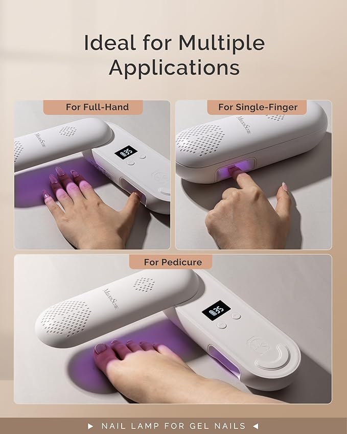MelodySusie Compact Cordless UV Nail Lamp, P-PLUS20F with Innovative Rotatable Panel & UV Protection Design, Rechargeable UV Light Cures All Gels, Especially Rhinestone Glue & Liner Gel Polish Pink