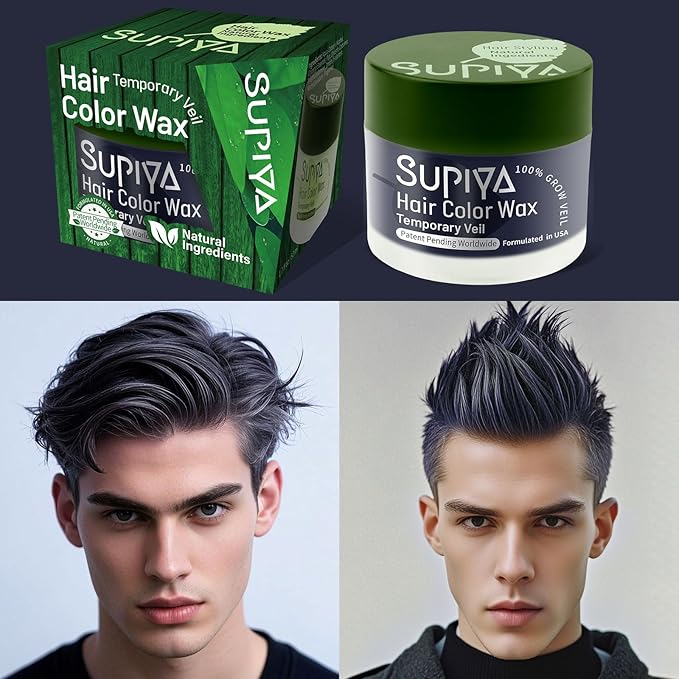 Temporary Hair Styling Color Wax, Green Blue Purple Red Hair Dye Color Wax Washable Natural Instant Hair Coloring Cream for DIY Hairstyle for Kids Men Women(Black#4)
