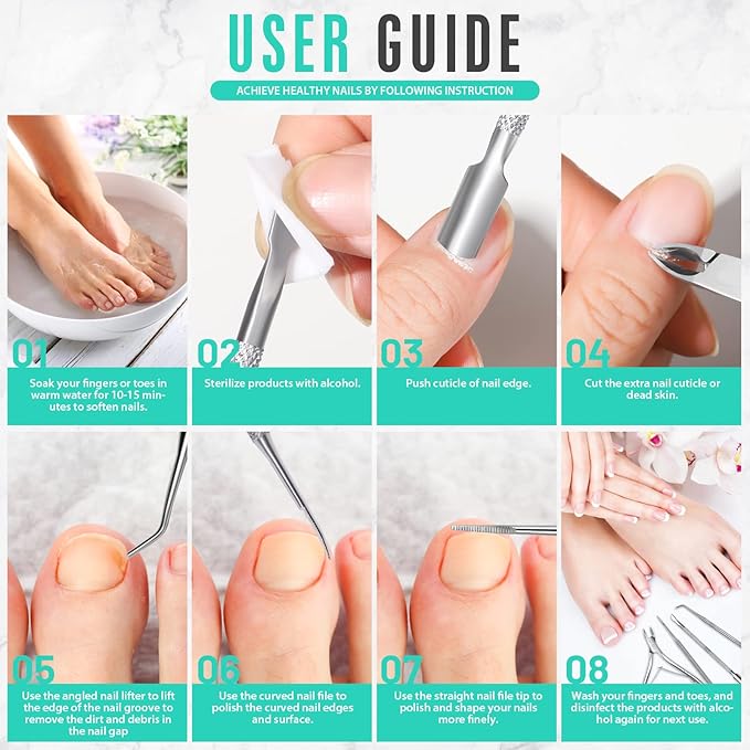 FANDAMEI Ingrown Toenail Removal Kit, Pedicure Tools, Nail Care Kit, Cuticle Trimmer, Nail Cuticle Nippers, Cuticle Kit Stainless Steel, Cuticle Clippers, Cuticle Pushers, Manicure Kit, Pedicure Kit