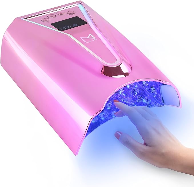 M - Crystal Cure 128W UV Nail Lamp - Fast Curing Nail Light with 45 Powerful 365nm+405nm LEDs - Cordless, Rechargeable, Auto Sensor - UV Light for Gel Nails for Manicures & Pedicures (Unicorn Purple)