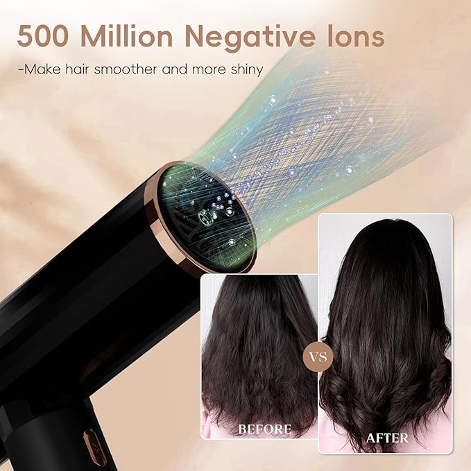 Nicebay Ionic Hair Dryer with diffuser for Curly Hair,1600W &110000RPM High-Speed Brushless Motor for Fast Drying,Professiona Blow Dryer for Women,Low Noise,Lightweight,Lock Function,Travel Home Salon