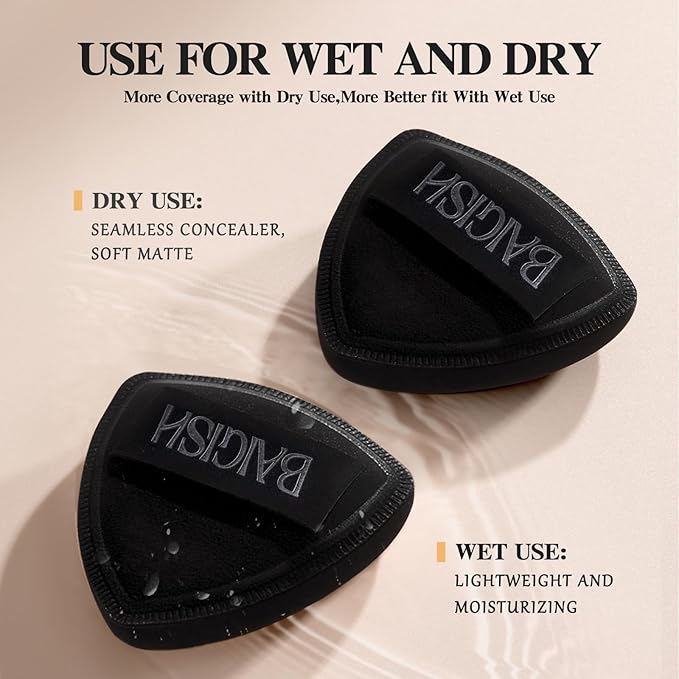 Makeup Sponge 1 Powder Puff +1 Smooth Foundation Brush for Liquid, Cream and Makeup,Super Soft, Makeup Blender, Latex Free Seamless Flawless Soft Setting Couple Set