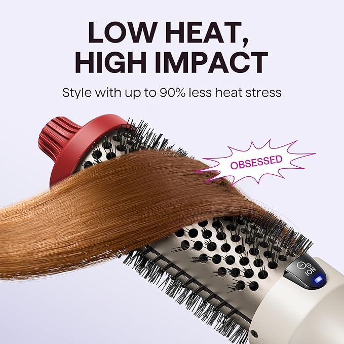 Wavytalk Blowout Boost Thermal Brush, 1.5 inch Heated Round Brush for Blowout Look, Negative Ion Technology, Ceramic Tourmaline, 5 Temperature Settings, Christmas Limited Edition