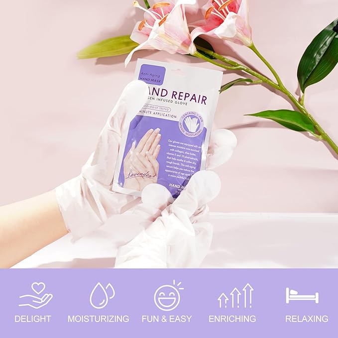 Hand Peel Mask Moisturizing Gloves 5Pack, Hydrating Hand Masks Repair Dry Cracked Hands, Skin Moisturizer for Soft and Smooth Touch
