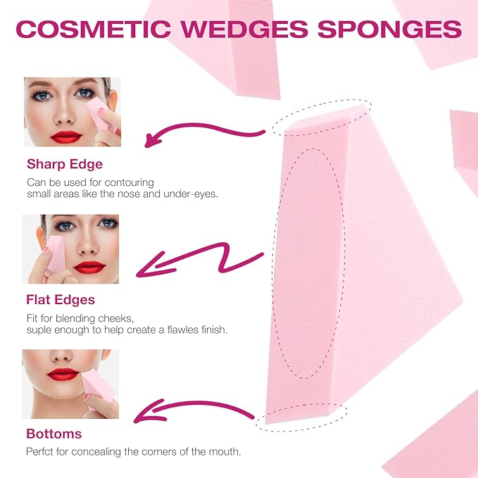 WSYUB Makeup Sponges Wedges, Disposable Makeup Applicator Cosmetic Wedges Sponges for Foundation Latex Free, Medium Size