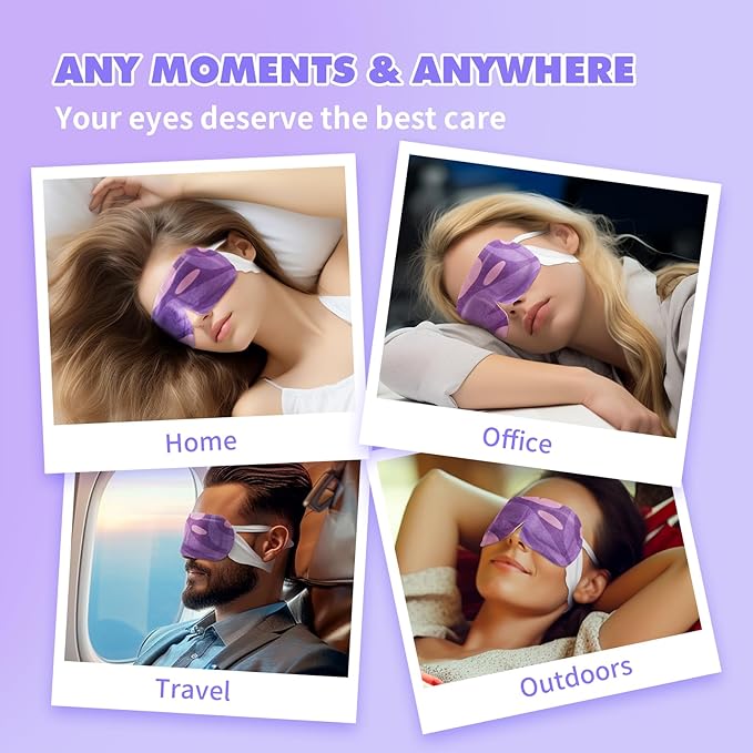 18 Packs Steam Eye Mask for Dry Eyes Self Heating Masks Cornea Care Rest Disposable SPA Warm Compress,Eye Mask for Sleep,Stye Eye Treatment,Reduce Eye Fatigue Travel Essentials (Lavender)