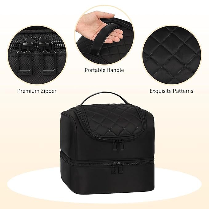 Nail Polish Organizer Case, Nail Supplies Storage Box Holds Nail Polish Bottles & Nail Lamp, Travel Nail Tech Carrying Case, Nail Kit Bag For Nail Stuff & Manicure Tools (Black, 27 Slots)