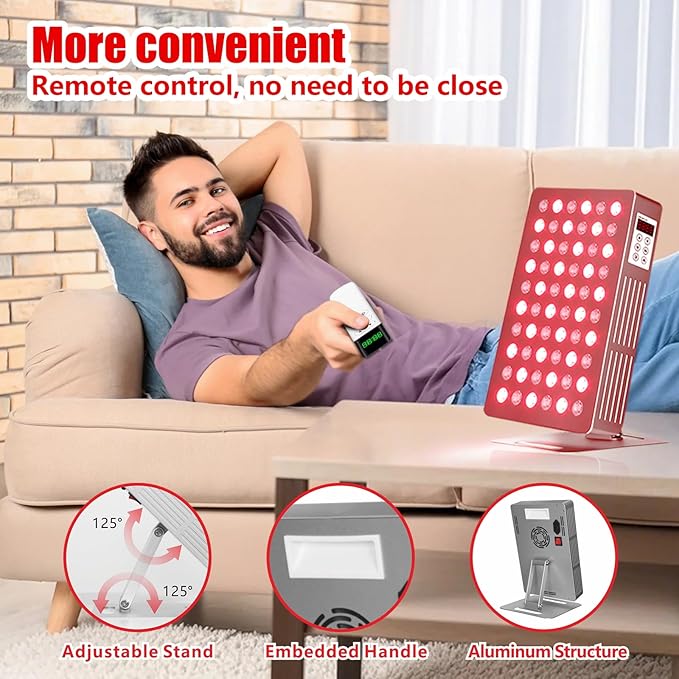 Red Light Therapy Panel for Face and Body, 660nm 850nm High Power Near Infrared Light Therapy, 60 Dual Chip 5-Wavelength LED Red Light Therapy Device, Panel for Skincare