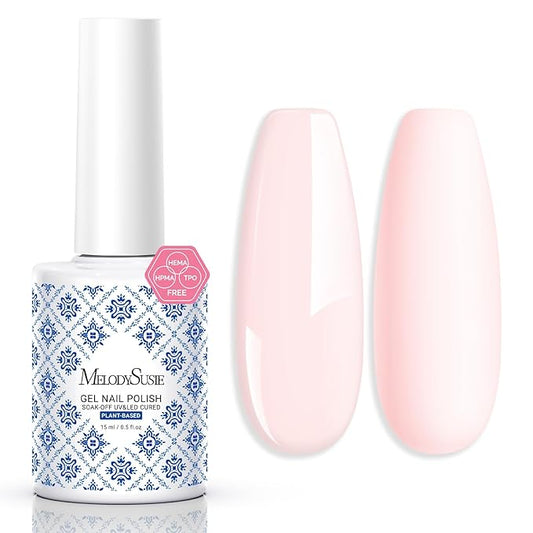 MelodySusie Fleurwee Plant Based Gel Nail Polish, Nail Polish Hema Free 21 Non Toxic Long Lasting No Chip Finger Toe Nail Art Manicure Salon DIY at Home Gifts for Women Bud Pinkish-White P53