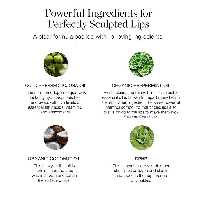 Ogee Sculpted Lip Oil - Lip Stain Made with 100% Organic Coconut Oil, Jojoba Oil, and Vitamin E - Best as Lip Balm or Overnight Lip Treatment - CLEAR