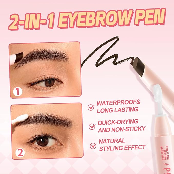 Boobeen Brow Wax, Waterproof Eyebrow Wax Styling Pencil, Eyebrow Gel，Shaping with Slanted Tip Application, Long-Lasting Hold