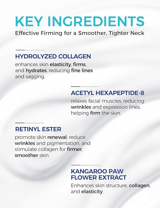 Neck Firming Cream Face Moisturizer for Neck,Chest, Décolleté, Neck Cream for Tightening and Lifting, Anti Aging,Reducing Wrinkles, Fine Lines, Day & Night Use 1.76 fl. oz