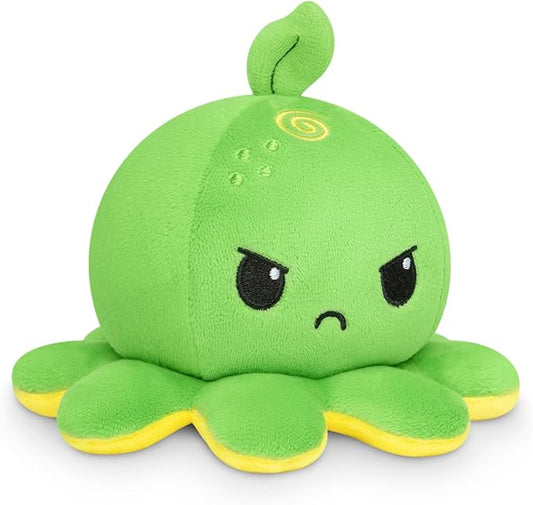TeeTurtle - The Original Reversible Octopus Plushie - Lemon + Lime - Cute Sensory Fidget Stuffed Animals That Show Your Mood
