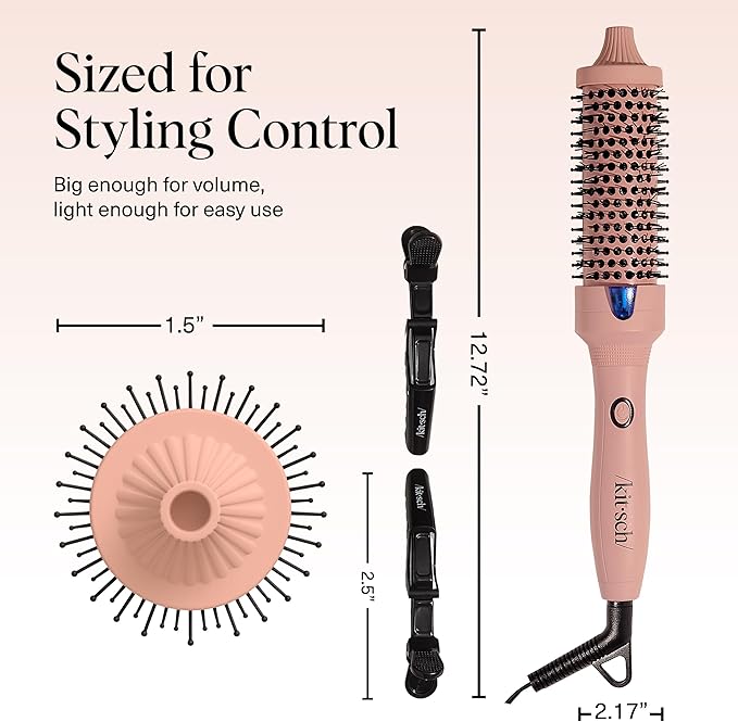Kitsch Thermal Brush – Round Brush for Blowout Look – 1.5”/38 mm Ceramic Barrel Hair Brush & Hair Styling Tool for Volume & Shine for All Hair Types – Frizz-Reducing Ceramic Tourmaline, Quick Heat-Up