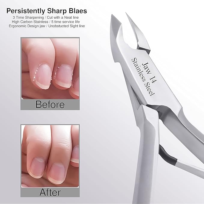 UM Supplies Cuticle Trimmer | Hangnail Remover | Extremely Sharp | Professional Cuticle Nippers | Stainless Steel | Cuticle clippers | Pedicure Manicure Tool (jaw 14)