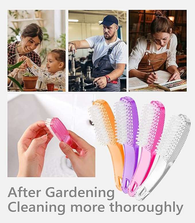 Nail Brush for Cleaning Fingernails, 4Pack Handle Grip Nail Brushes Fingernail Brush for Cleaning Nail Scrub Brush for Toes and Nails Women Men (Color1)