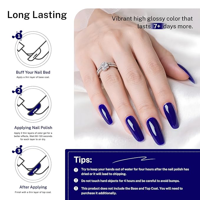16.5ml Dark Blue Nail Polish Large Volume Quick Dry Nail Polish, Long Lasting Shine, Fingernail Toenail Nail Art DIY Home Travel Nail Art Gift