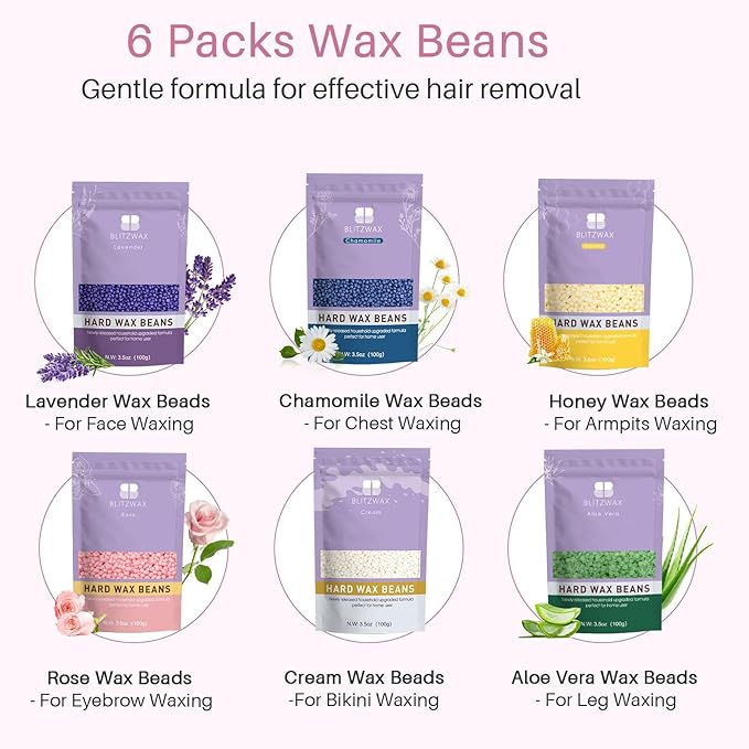 BLITZWAX Brazilian and Bikini Waxing Kit for Women, Hard Wax Warmer for Face, Legs, and Body, At Home Hair Removal Kit, Beginner Friendly, Quick Heating, Frost Reverb Digital Wax Pot