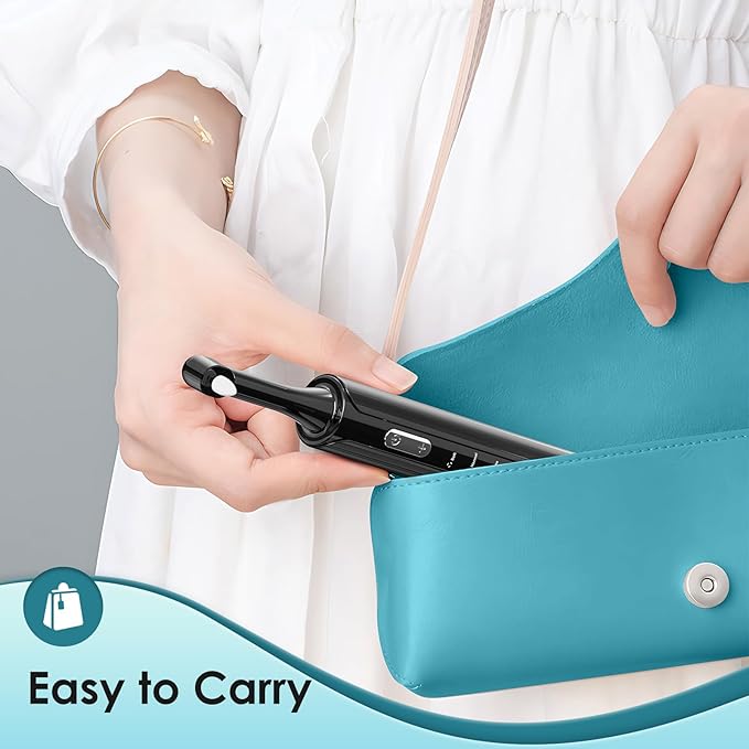 Tooth Polisher, Rechargeable Teeth Polisher with 5 Brush Heads, 4 Speed Modes, Tooth Whitening for Cleaning and Polishing, LED Light, 3 Polish Pastes, IPX6 Waterproof Teeth Cleaning Tools, Black