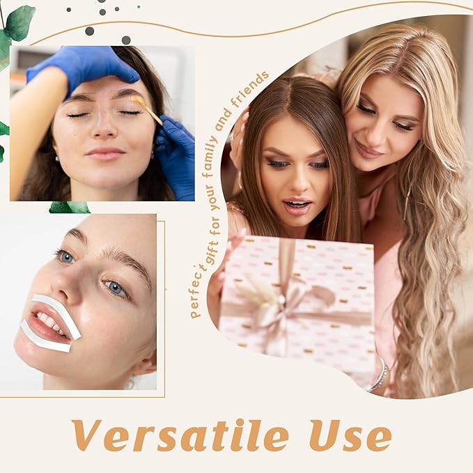 300 Pcs Eyebrow Wax Sticks and Strips Wax Applicator Sticks with 3 Compartments Wax Strips Organizer Flat Waxing Spatulas Small Eyebrow Strip Paper for Lip Nose Body