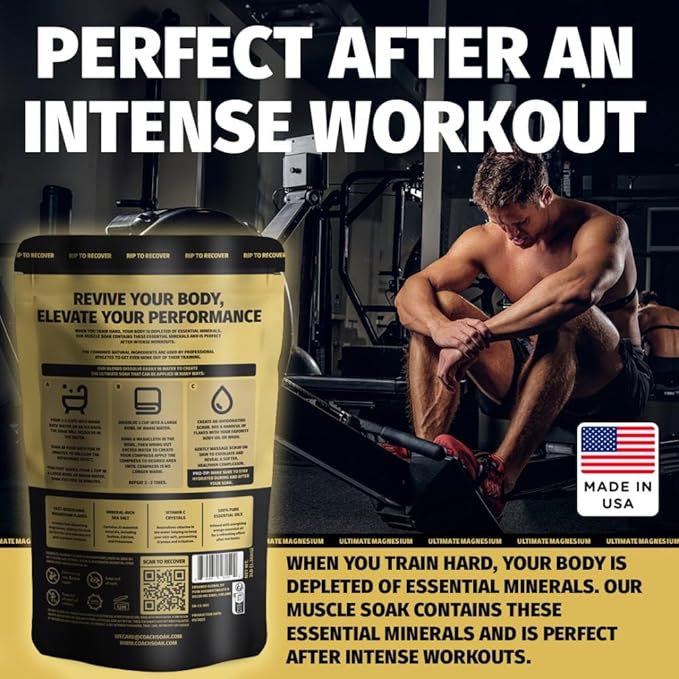 Coach Soak Recovery Bath Soak - Alternative to Epsom Salt Bath Soak - Fast-Absorbing Pure Magnesium Flakes & Dead Sea Salt with 21 Minerals, Bath Salts & Essential Oils - 3 lb, Energizing Citrus