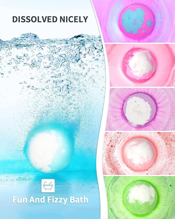 Light Up Bath Bombs with Surprise Inside, 4.23 oz XL Natural Gift Set 6 with Essential Oils, Magnesium Large Bath Bombs for Women Relaxing Spa Skin Moisturize Gifts for Women
