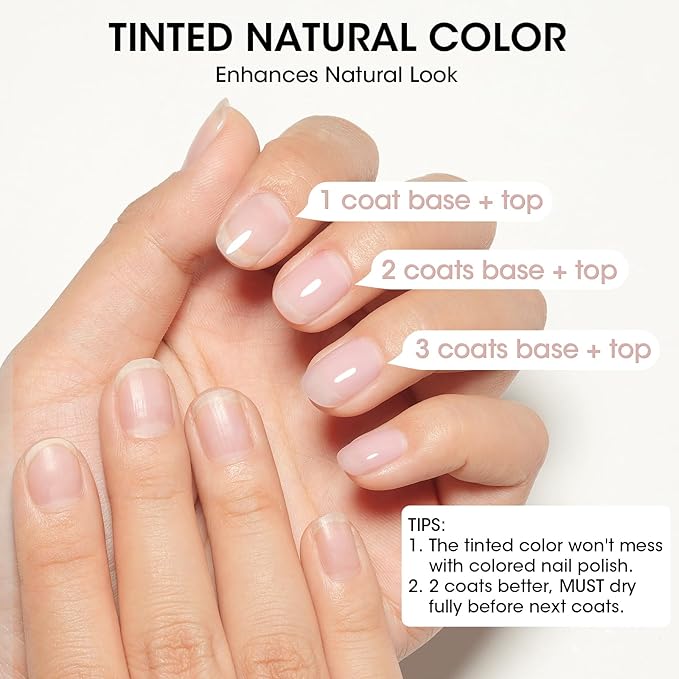 GELLEN Tinted Milky White Ridge Filler For Nails, Clear Nail Polish Ridge Filling Base Coat, Nail Strengthener and Growth, Hydrate Strengthen Nourish Damaged Dry Nails, Shea Butter & Vit E & Protein