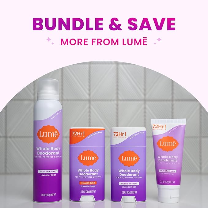 Lume Invisible Spray Deodorant For Women - Whole Body Deodorant Spray - 72 Hr Odor Control - Ozone Friendly, Natural Propellant - Aluminum & Baking Soda Free, Skin Loving - 3.6 ounce (Lavender Sage)