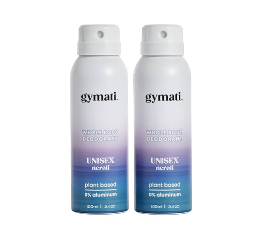 Gymati - Fitness Deodorant Spray - Men & Women - Aluminum-Free - All Day Ultimate Odor Protection - Sweat Resistant - Air-Powered - Vegan & Plant-Based - Made in USA -Unisex -3.4oz Travel Size -2 Pack