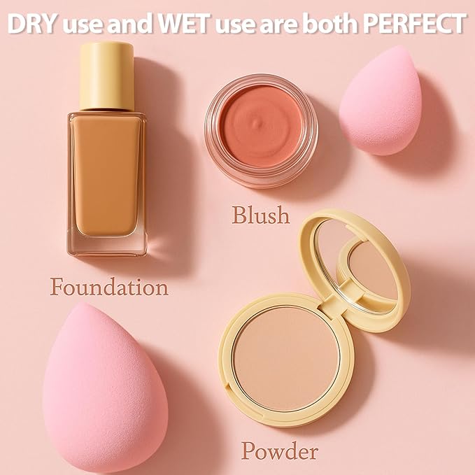 Makeup Sponge Set Foonbe Blender Sponges 7 Pcs for Liquid, Cream, and Powder, Latex Free, Multi colored Beauty Sponges with 1 Mini Sponge, Vegan & Cruelty-Free, Stocking Stuffers for Women