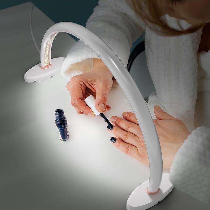 Small Half Moon Light for Nail Desk, 3 Color Temperature 3500K-6500K,180°Surround Moon Light Nail Tech,Half moon nail lamp for Manicure Sculpture Handicrafts etc Lighting,Personal DIY use 16inch