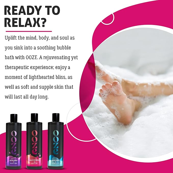 OOZE Bubble Bath Set for Women (16oz ea) Lavender, Eucalyptus & Passion Fruit - Bath and Body Spa Gift Set, Spa Gift for Her - Zero Parabens, Cruelty-Free, Made in The USA