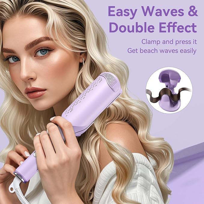 Curling Iron Hair Crimper Waver, 1.25 Inch Rovy Wave Curling Iron with Anti-Scald, Ionic Deep Waver Hair Curler Tool with Ceramic 2 Barrel for Women, 32mm Beach Waves with 30 Min Auto Shut Off