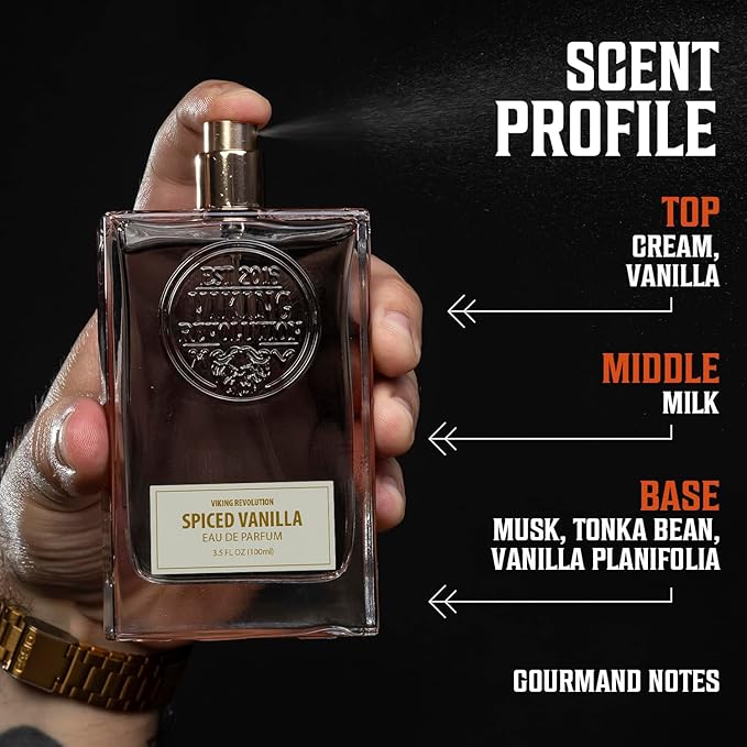 Viking Revolution Spiced Vanilla Cologne for Men - Eau de Parfum - Sweet and Spiced Perfume with Gourmand Notes of Musk, Tonka Bean, Vanilla, Cream - Gifts for Men 3.5 Fl Oz