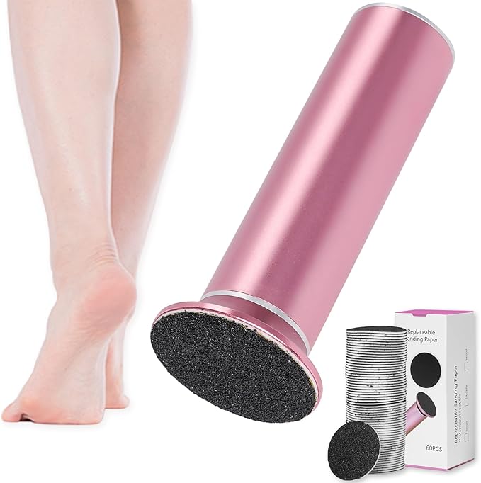 Dermawave Electric Foot File Callus Remover for Feet, Professional Foot Scrubber Sander Grinder for Dead Skin Cracked Heel, Pedicure Tool with 60 Sandpaper Discs for Men & Women